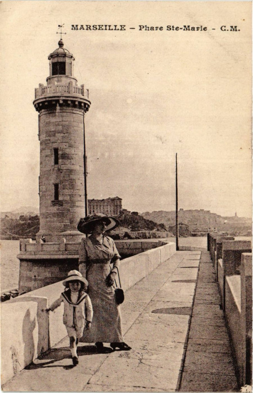 Carte postale ancienne Marseille Phare Ste-Marie à Marseille