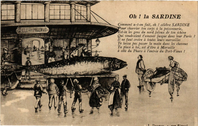 Carte postale ancienne Marseille Oh! la sardine à Marseille