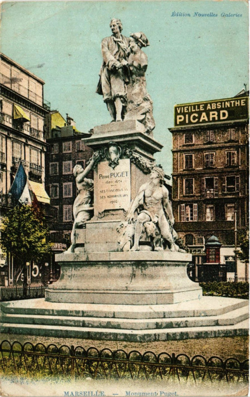Carte postale ancienne Marseille monumnet Puget à Marseille