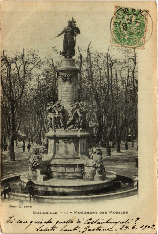 Carte postale ancienne Marseille Monument des Mobiles à Marseille