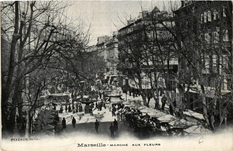 Carte postale ancienne Marseille Marche aux Fleurs ` à Marseille