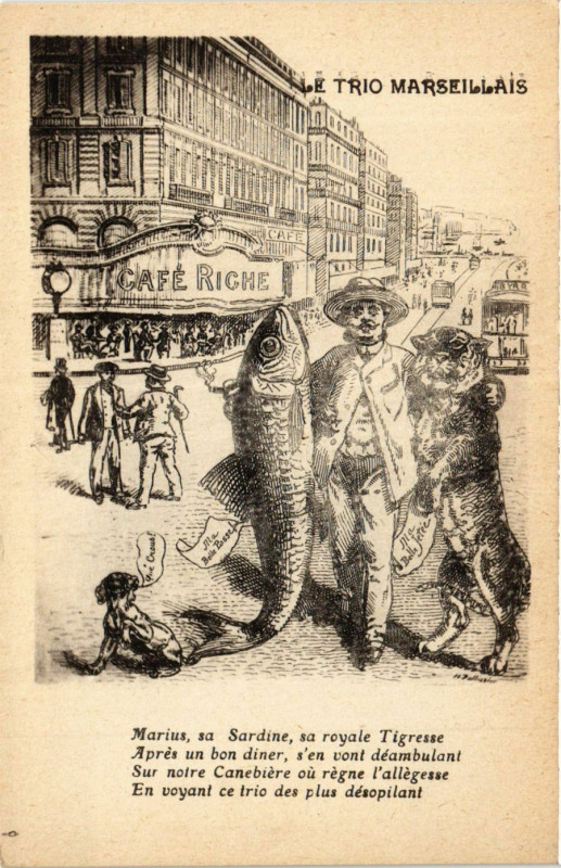 Carte postale ancienne Marseille Le Trio Marsellais à Marseille