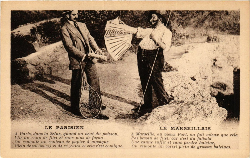 Carte postale ancienne Marseille Le Parisien Le Marseillais à Marseille