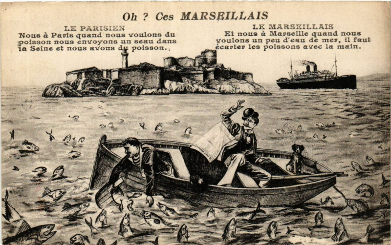 Carte postale ancienne Marseille Le Parisien Le Marseillais à Marseille