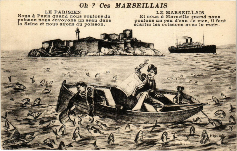 Carte postale ancienne Marseille Le Parisien Le Marseillais à Marseille