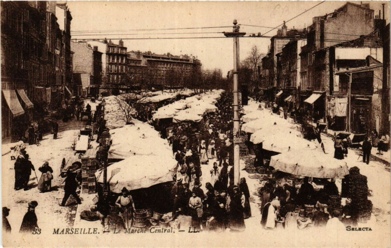 Carte postale ancienne Marseille Le Marche Central à Marseille