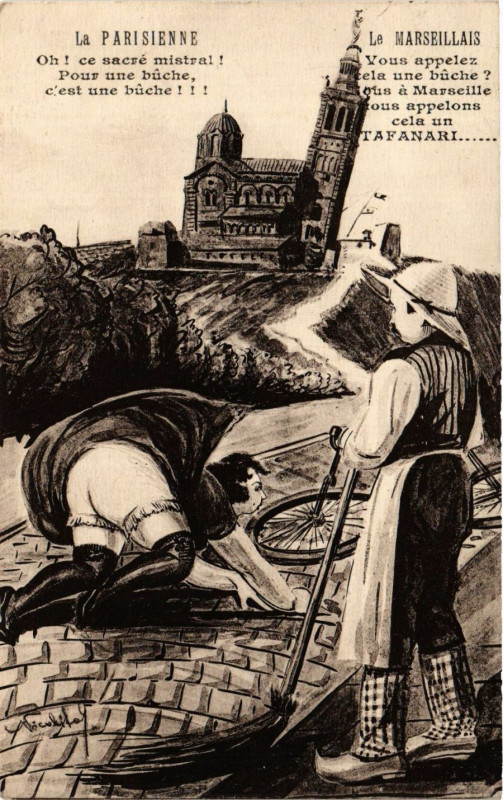 Carte postale ancienne Marseille La Parisienne Le Marsellais à Marseille