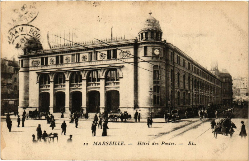 Carte postale ancienne Marseille Hotel des Postes à Marseille