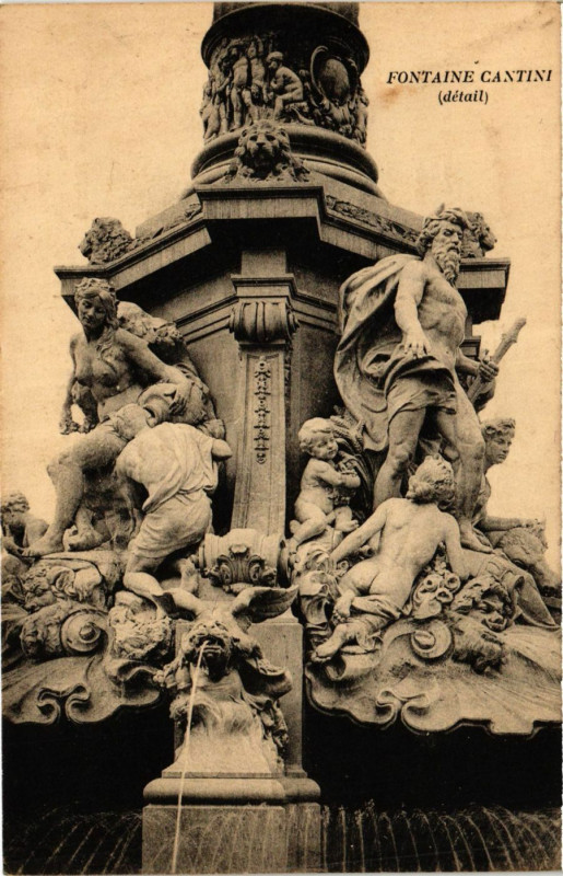 Carte postale ancienne Marseille Fontaine Cantini detail à Marseille
