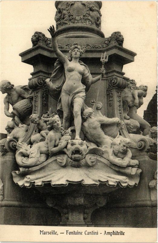 Carte postale ancienne Marseille Fontaine Cantini Amphitrite à Marseille