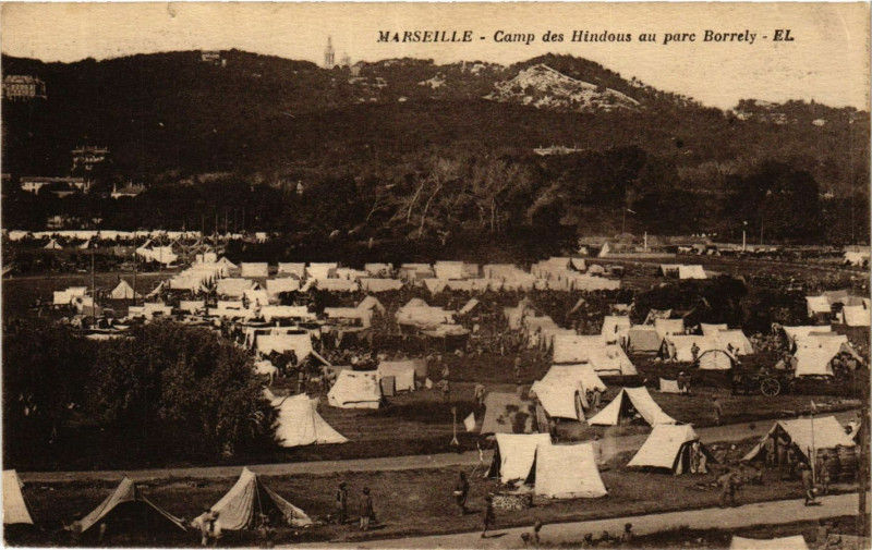 Carte postale ancienne Marseille Camp des Hindous au parc Borrely à Marseille