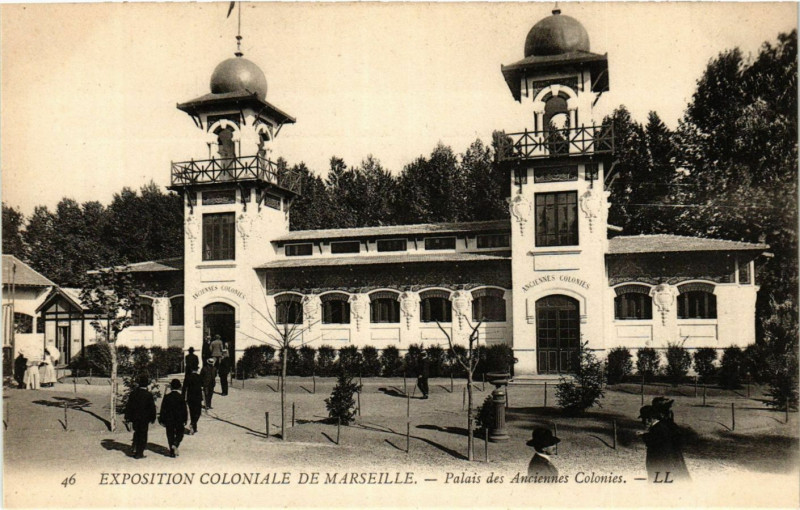 Carte postale ancienne Expo coloniale Marseille Palais des Anciennes Colonies à Marseille