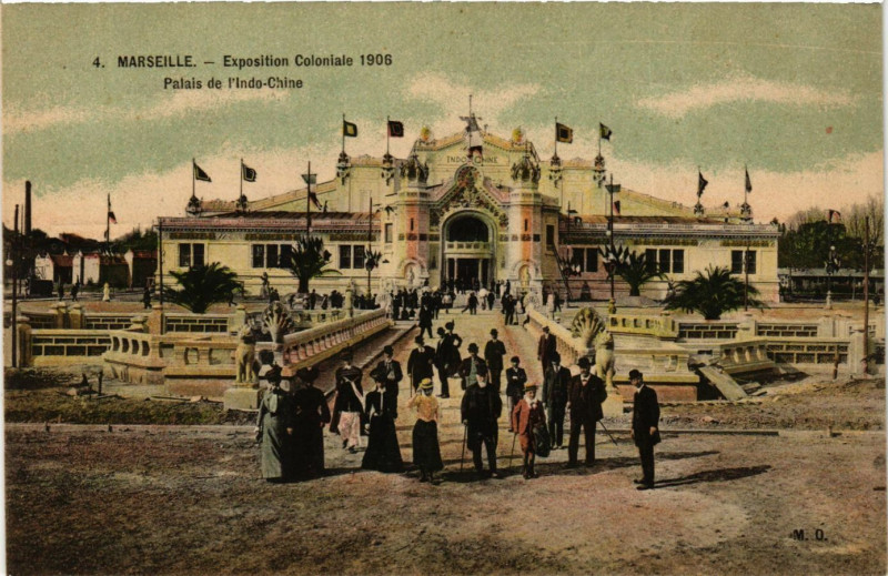 Carte postale ancienne Expo Coloniale Marseille 1906 Palais de l'Indo-Chine à Marseille