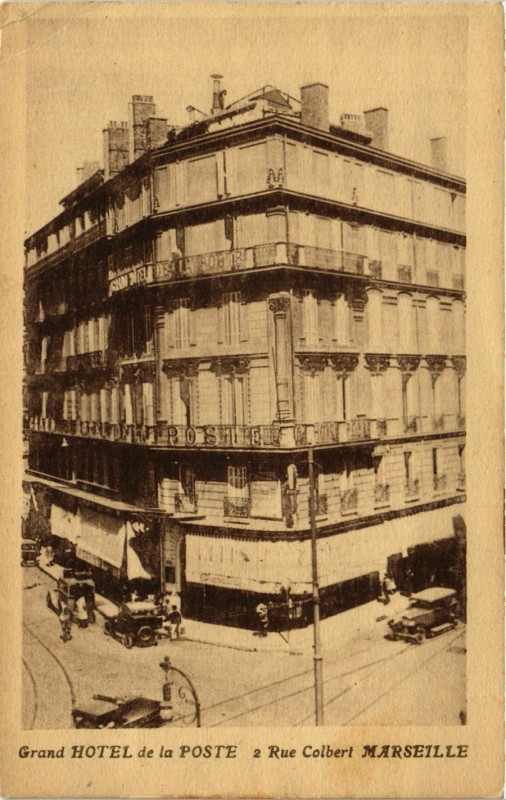 Carte postale ancienne Grand Hotel de la Poste Rue Colbert Marseille à Marseille