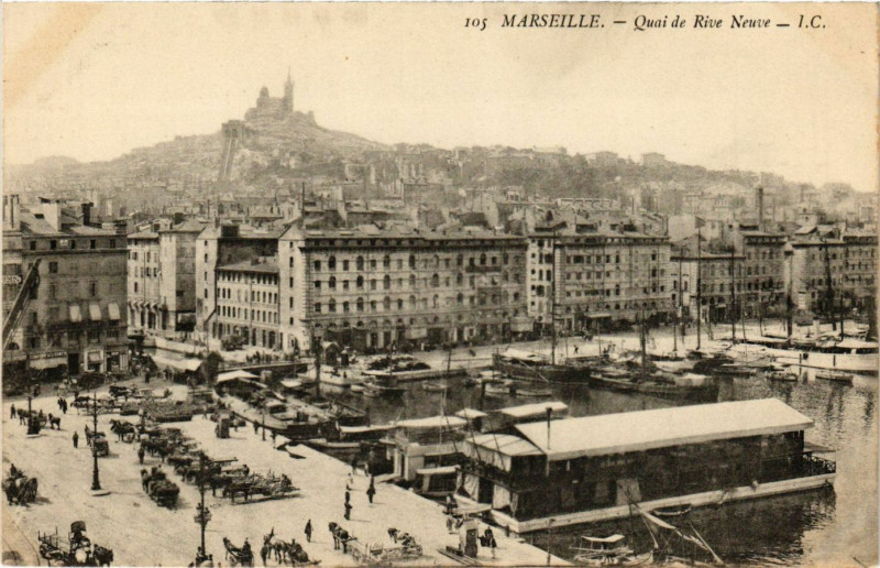 Carte postale ancienne Marseille - Quai de Rive Neuve à Marseille
