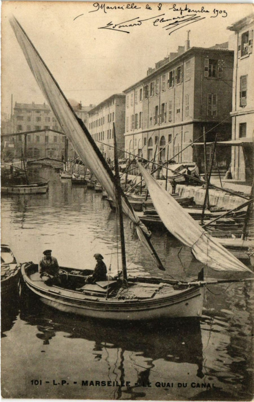 Carte postale ancienne Marseille - Le Quai du Canal à Marseille