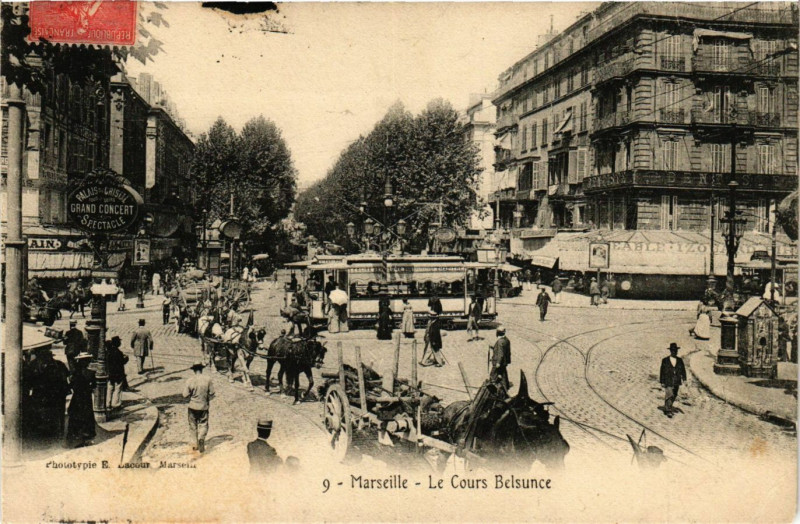 Carte postale ancienne Marseille - Le Cours Belsunce à Marseille