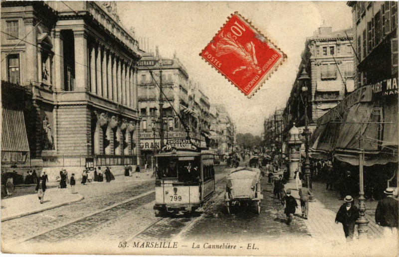Carte postale ancienne Marseille - La Cannabiere à Marseille