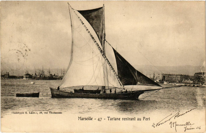 Carte postale ancienne Marseille - 47 - Tarlane rentrant au Port à Marseille