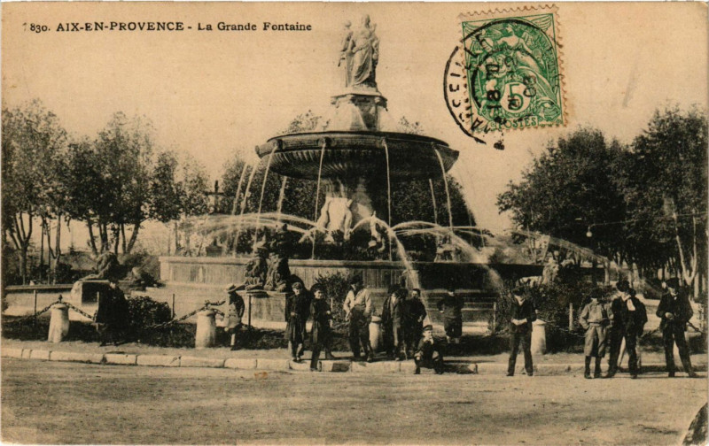 Carte postale ancienne Aix-en-Provence - La Grande Fontaine à Aix-en-Provence