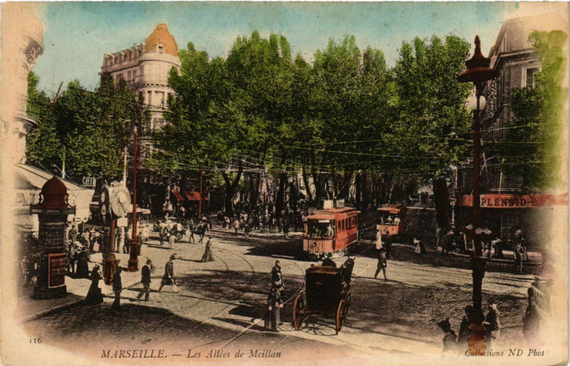 Carte postale ancienne Marseille - Les Allees de Meillan à Marseille