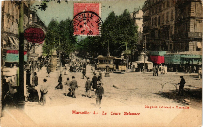 Carte postale ancienne Marseille - Le Cours Belzunce à Marseille