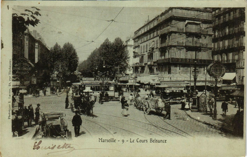 Carte postale ancienne Marseille - Le Cours Belsunce à Marseille