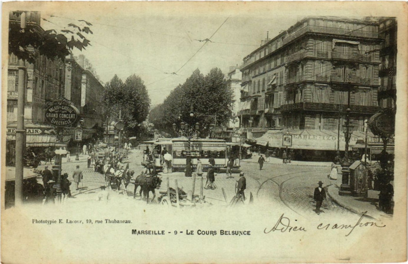 Carte postale ancienne Marseille - Le Cours Belsunce à Marseille