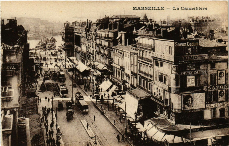 Carte postale ancienne Marseille - La Cannebiere à Marseille