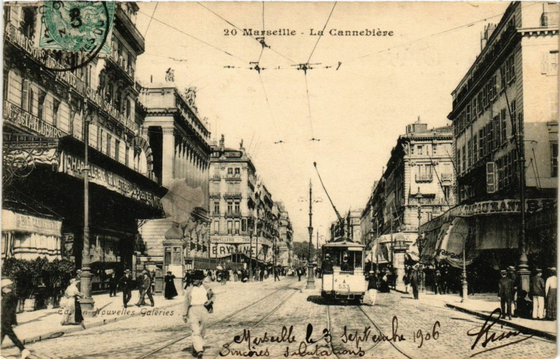 Carte postale ancienne Marseille - La Cannebiere à Marseille