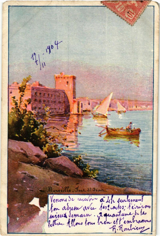 Carte postale ancienne Marseille - Fort St-Jean à Marseille