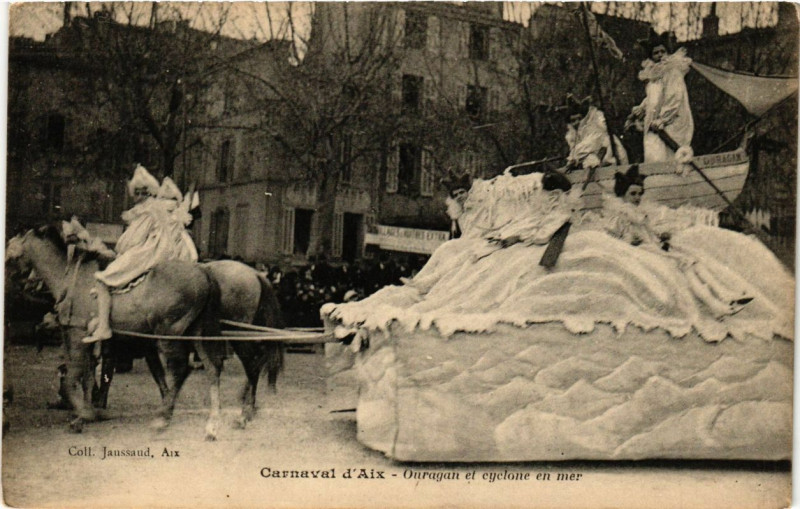 Carte postale ancienne Carnaval d'Aix - Ouragan et cyclone en mer