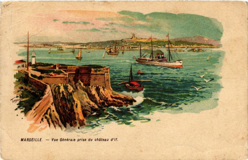 Carte postale ancienne Vue générale prise du Chateau d'If -