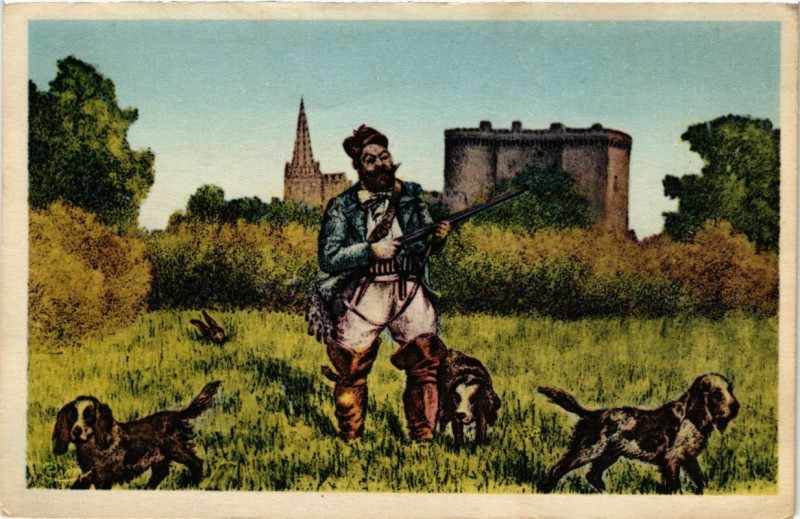Carte postale ancienne Tarascon - Tartarin partant pour la chasse à Tarascon