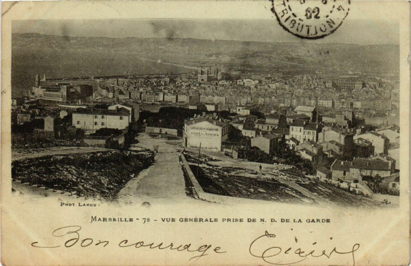 Carte postale ancienne Marseille - Vue générale prise de N.D. de la Garde à Marseille
