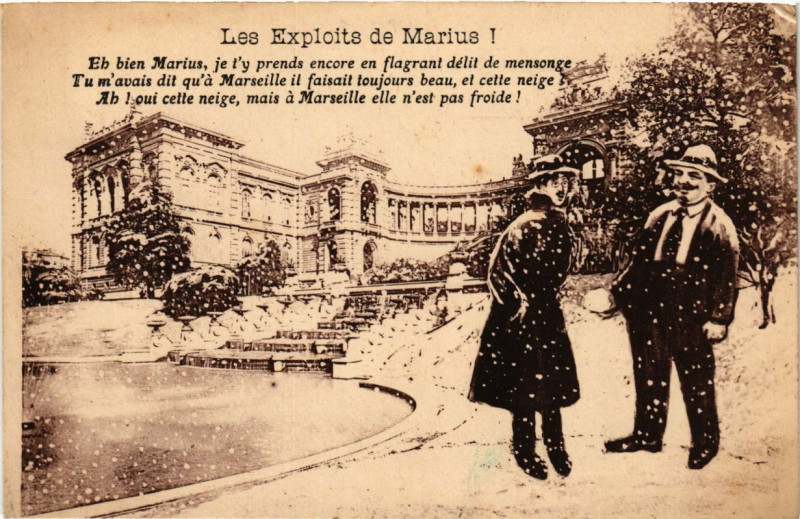 Carte postale ancienne Marseille - Les Exploits de Marius à Marseille