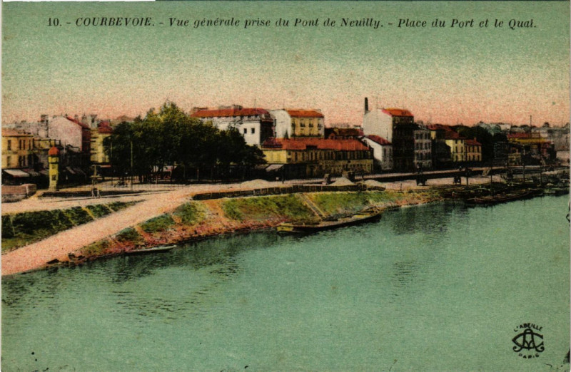 Carte postale ancienne Courbevoie - Vue generale prise du Pont de Neuilly à Courbevoie