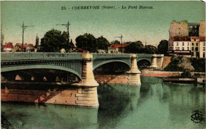Carte postale ancienne Courbevoie - Le Pont Bineau à Courbevoie
