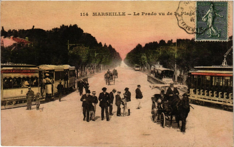 Carte postale ancienne Marseille - Le Prado à Marseille