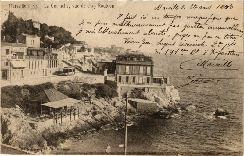 Carte postale ancienne Marseille - La Corniche à Marseille