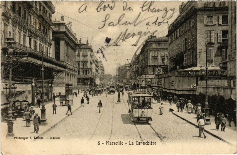 Carte postale ancienne Marseille - La Canebiere à Marseille
