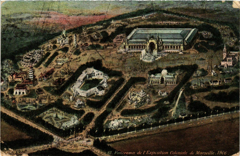 Carte postale ancienne Marseille Panorama de l'Expo Coloniale 1906. à Marseille