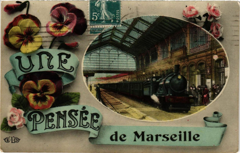 Carte postale ancienne Une Pensee de Marseille à Marseille