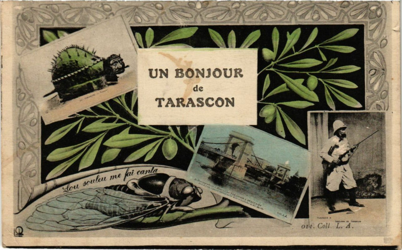 Carte postale ancienne Un bonjour de Tarascon à Tarascon