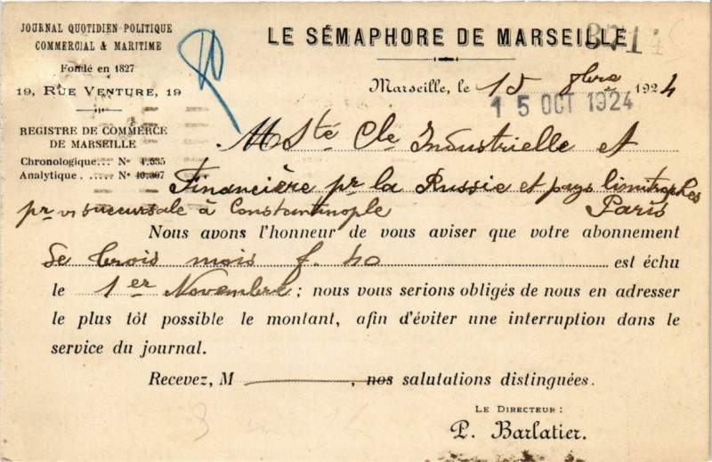 Carte postale ancienne Le Semaphore de Marseille à Marseille