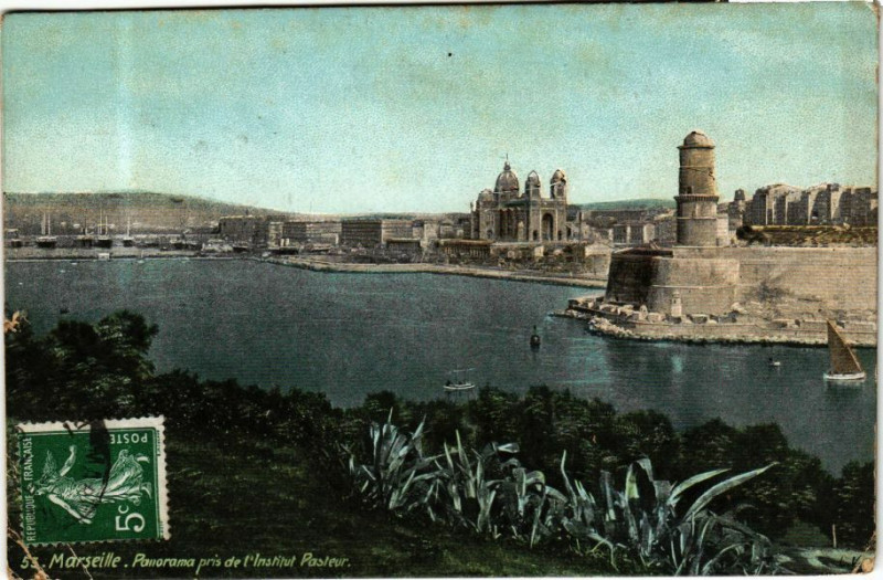 Carte postale ancienne Ed. Aqua 53 Marseille Panorama pris de l'Institut Pasteur à Marseille