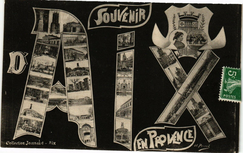 Carte postale ancienne Souvenir d'Aix-en-Provence à Aix-en-Provence