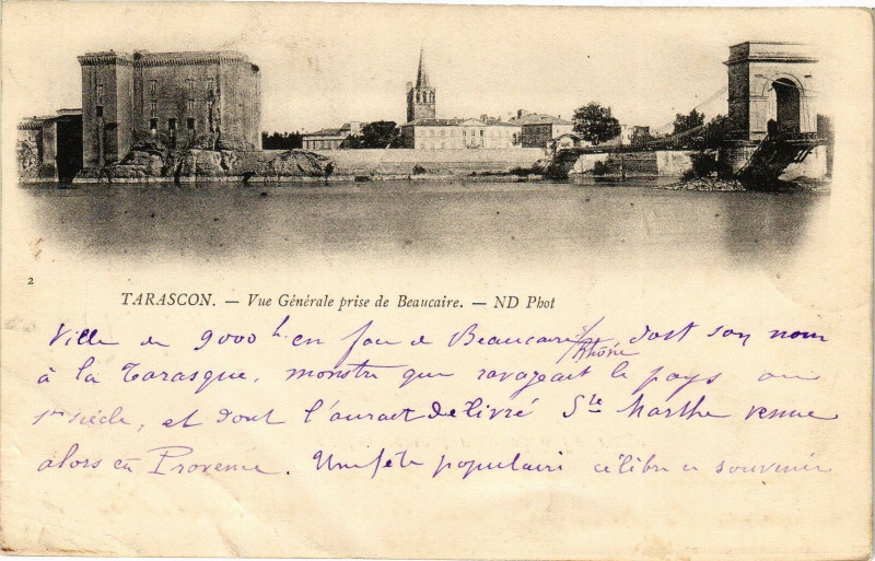 Carte postale ancienne Tarascon-Vue générale prise de Beaucaire à Tarascon