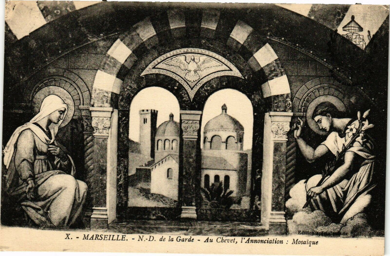 Carte postale ancienne Marseille-Notre Dame de la Garde-Au Chevet à Marseille