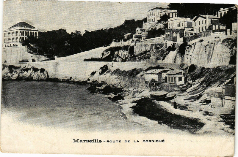 Carte postale ancienne Marseille-Route de la Corniche à Marseille